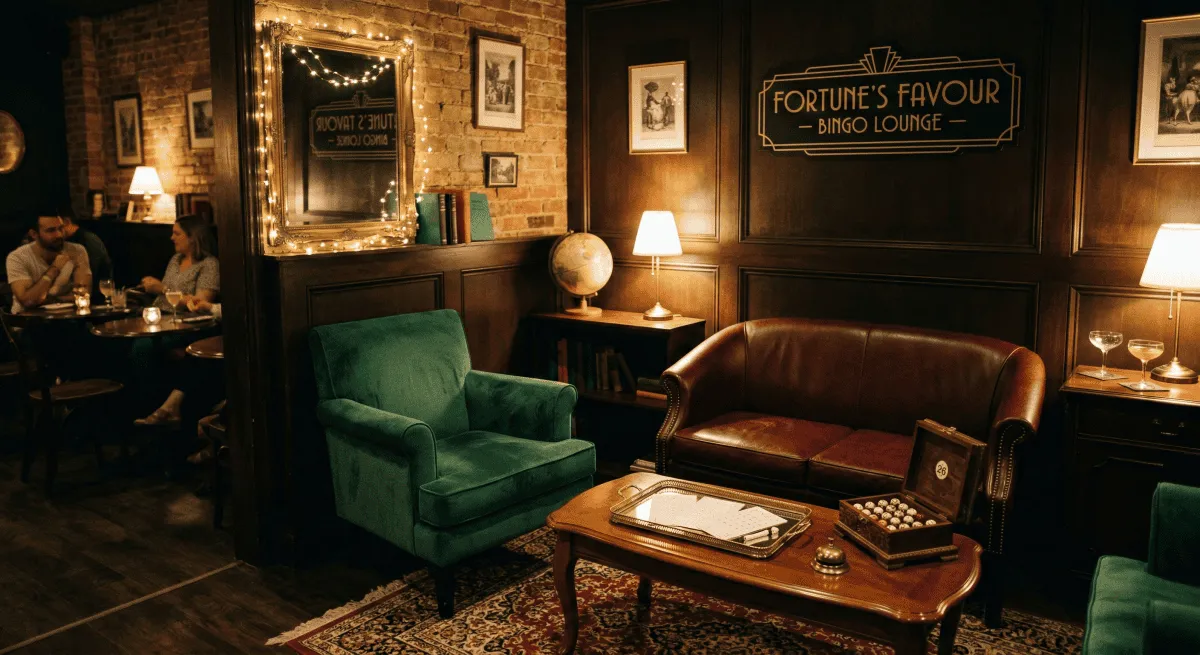 Cosy and atmospheric lighting creating a welcoming space for a bingo night.
