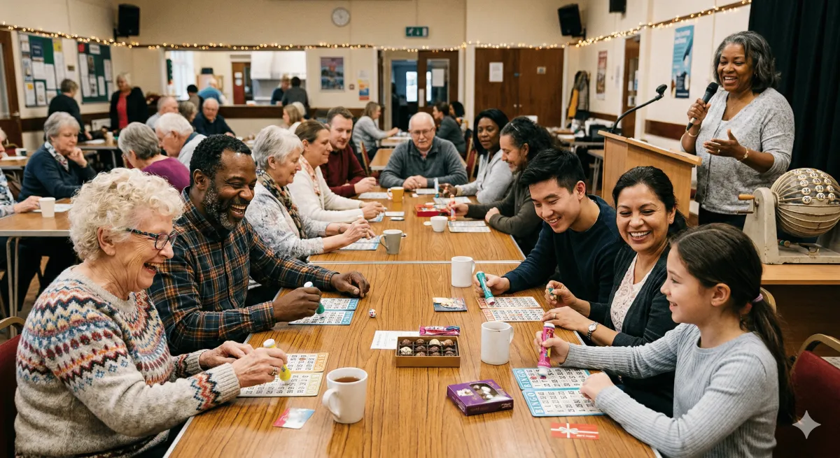 A warm and diverse room united over bingo cards is the real prize, because the best caller isn't just announcing numbers, they're bringing people together.