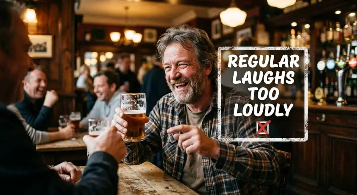 A classic pub regular being part of the bingo game.