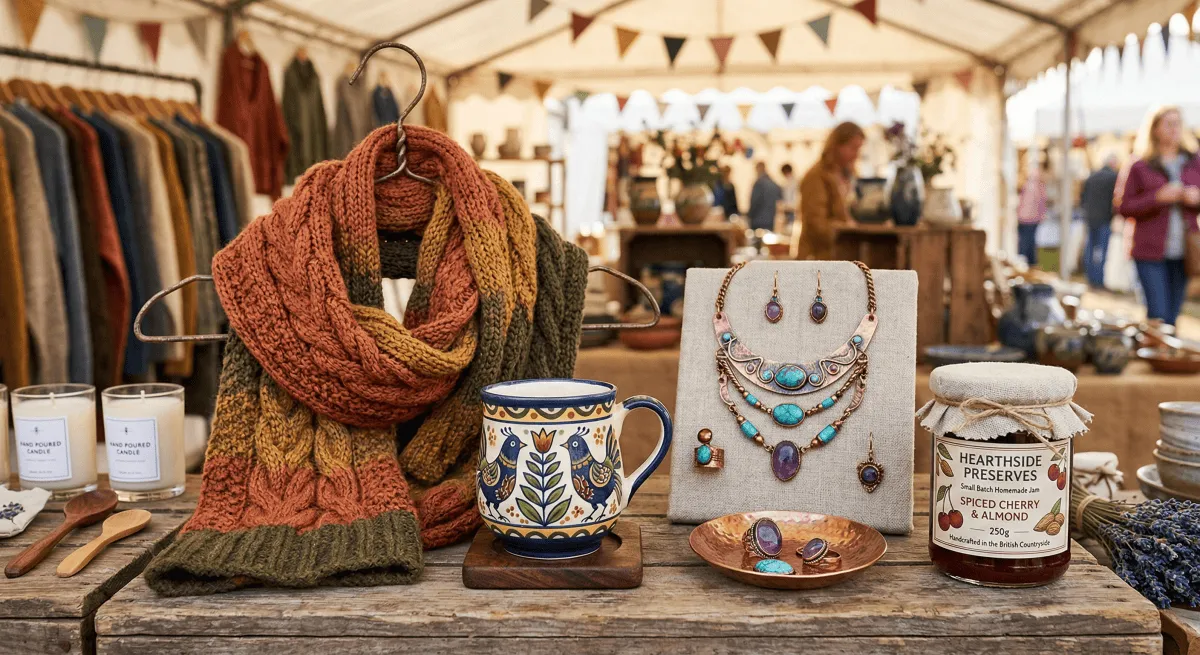 A vibrant display of unique, handmade craft items.